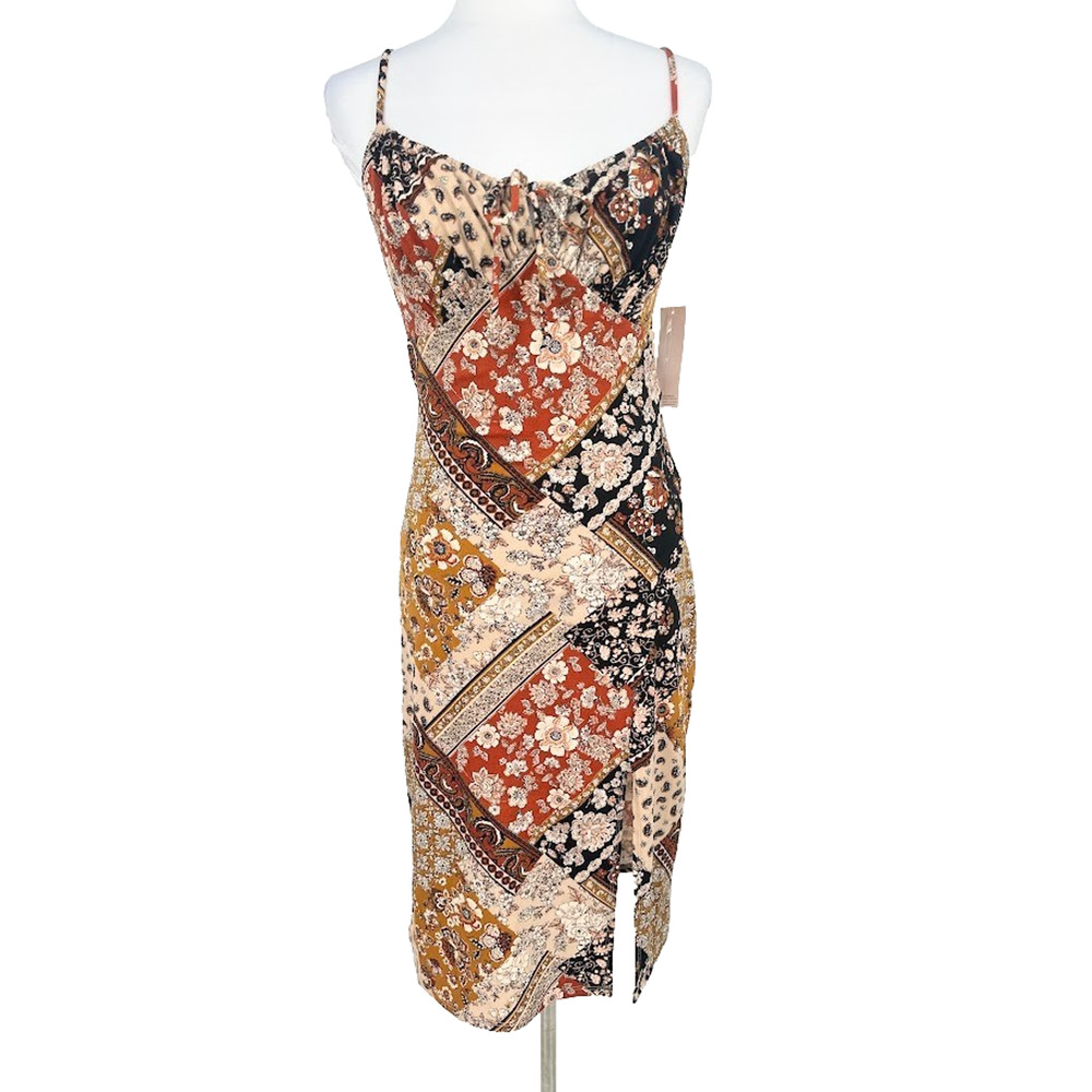 Inspired Hearts Midi Dress Size M Babydoll Patchwork Boho Y2K Hippie‎ Festival